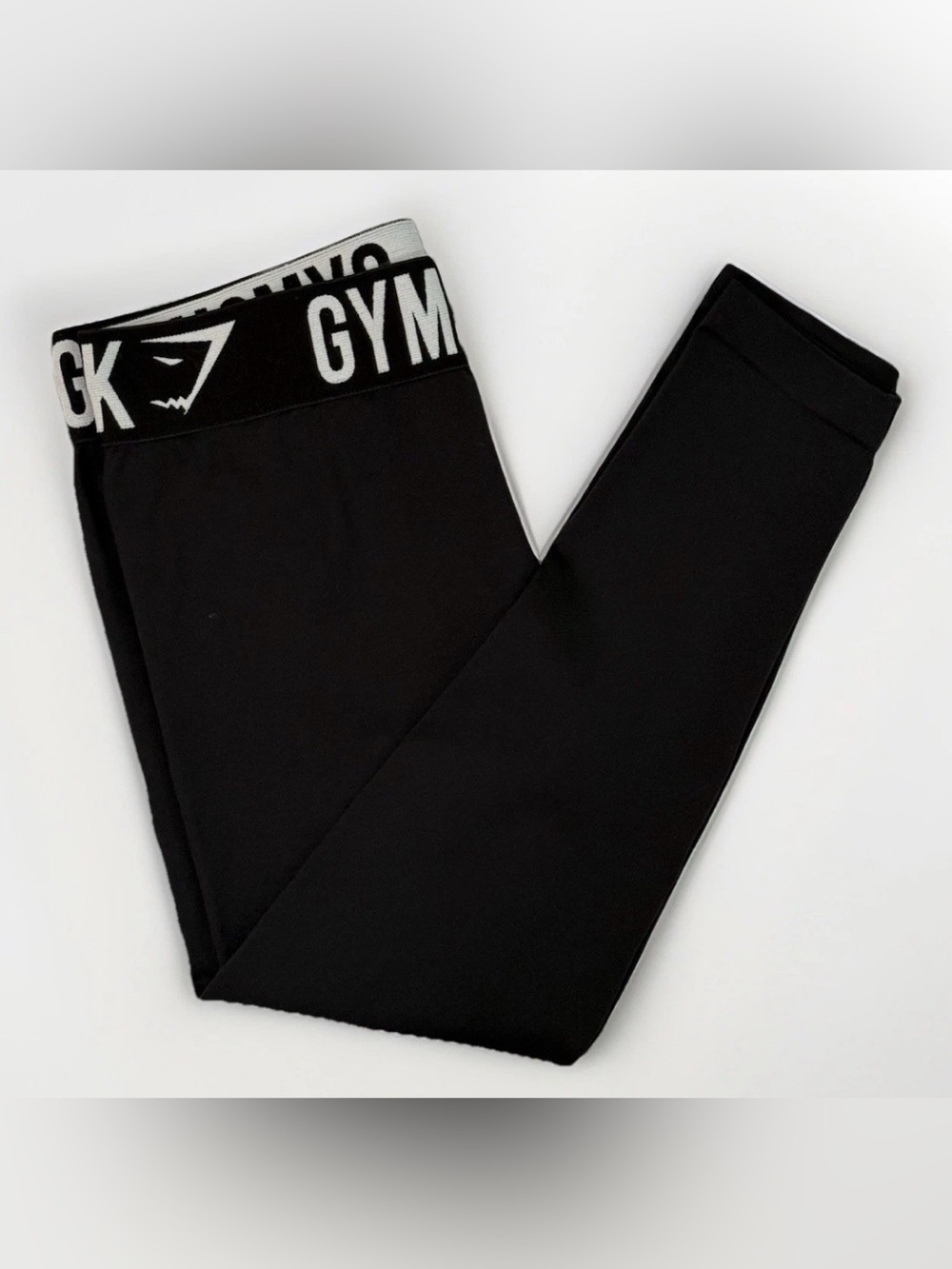 Gymshark Women's Size S Black Activewear Capri Leggings Black Logo Band 26x19